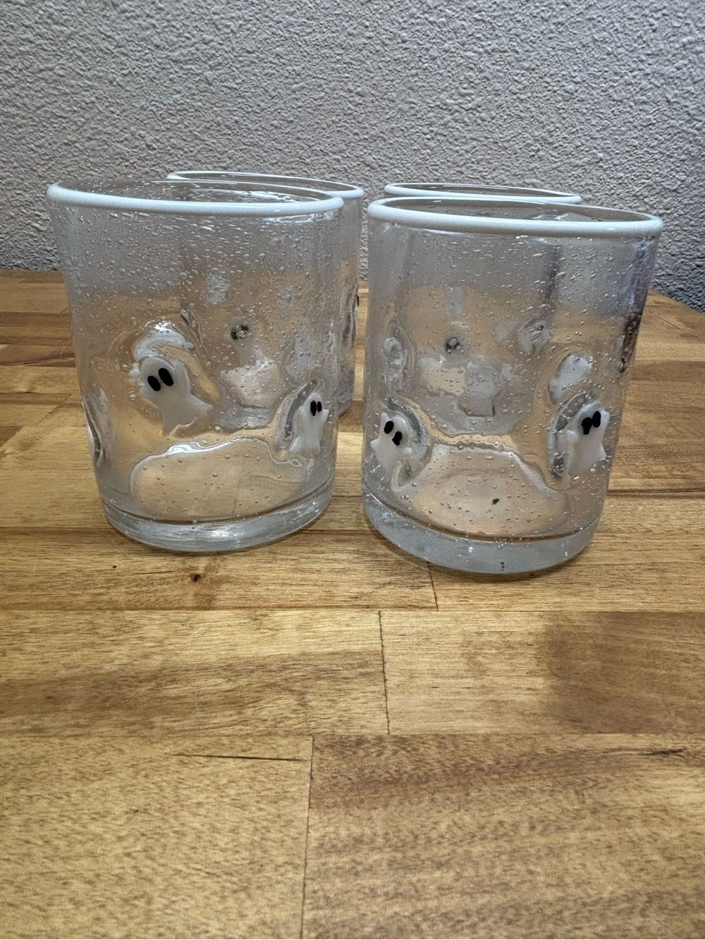 Set of 4 Bubble Glass Ghost Tumblers Anthropologie Style Halloween Glasses - Picture 2 of 7